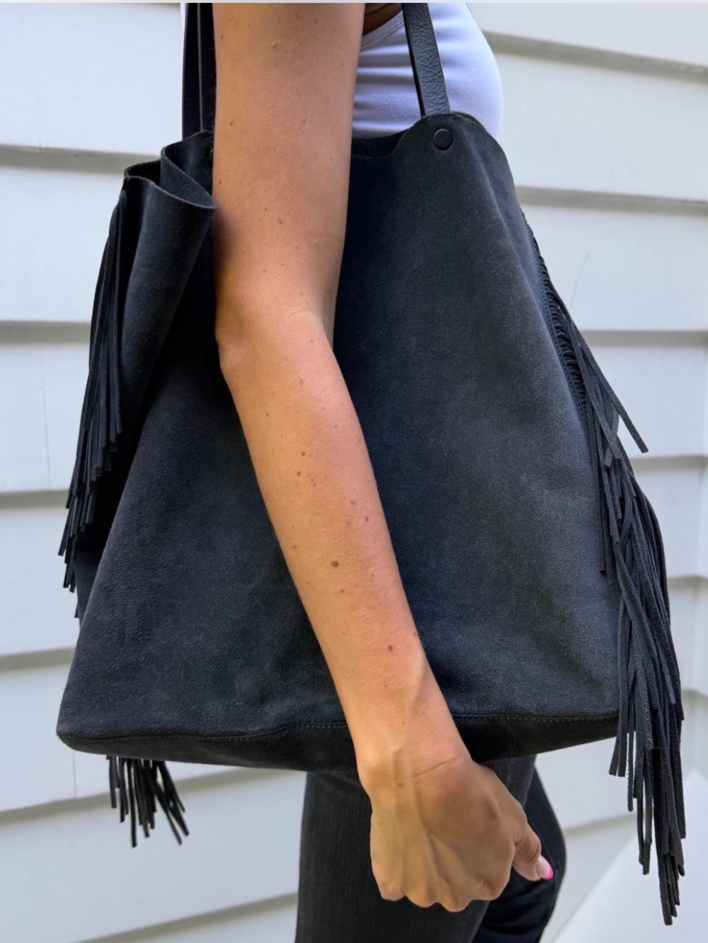 All saints fringe tote bag